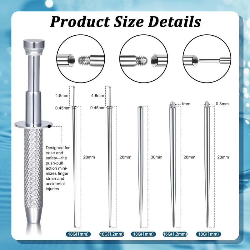 D.Bella 16G 18G Piercing Taper Ball Grabber Stainless Steel Flat Back Earring Applicator Tool Threadless Insertion Pin for Tragus Cartilage Helix Lip Piercing Jewelry Body Piercing Stretching Kit - Image 3